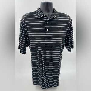 Peter Millar Summer‎ Comfort Golf Polo Shirt Black & Aqua Stretch S/S Men’s XL